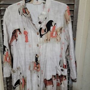 Soft Surroundings Artistic Horse Print Blouse